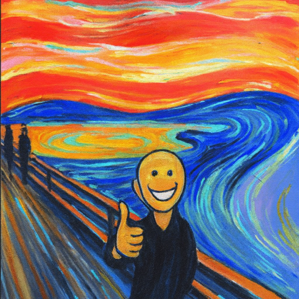 The Scream by Edvard Munch manipulated in ChatGPT